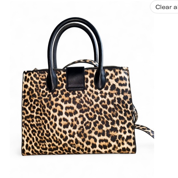 Like NEW BEBE Leopard Print Handbag with Red Floral Accents PURSE - Picture 2 of 4